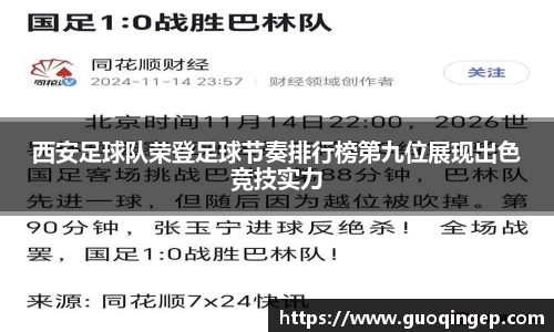 西安足球队荣登足球节奏排行榜第九位展现出色竞技实力
